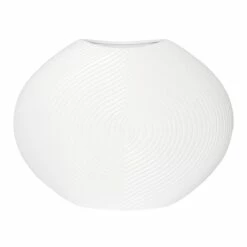 White Wooden Round Floor Vase, 18"