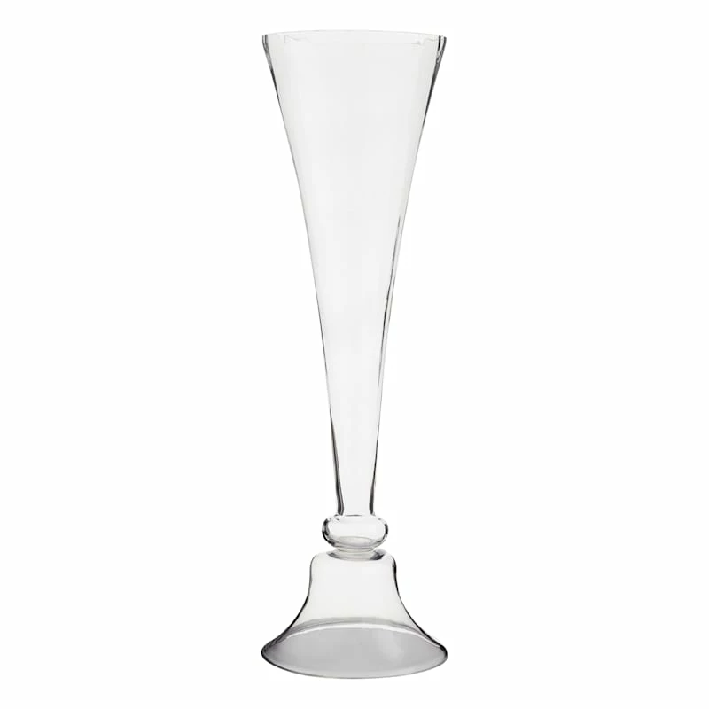 Willow Crossley Clear Glass Trumpet Vase, 32" 3 Willow Crossley Clear Glass Trumpet Vase, 32"